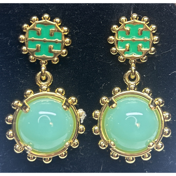 Tory Burch Winslow Green Enamel Drop Dangle Earrings - New Designer Holiday Gift - Picture 3 of 8